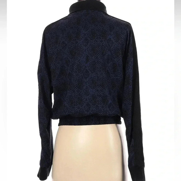 ATHLETA Brooklyn Track Bomber Printed Jacket Size XXS Navy & Black Stretchy - Picture 5 of 10